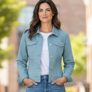 L.L.Bean Cotton Button-Up Jacket Sz Reg Small Blue 198G